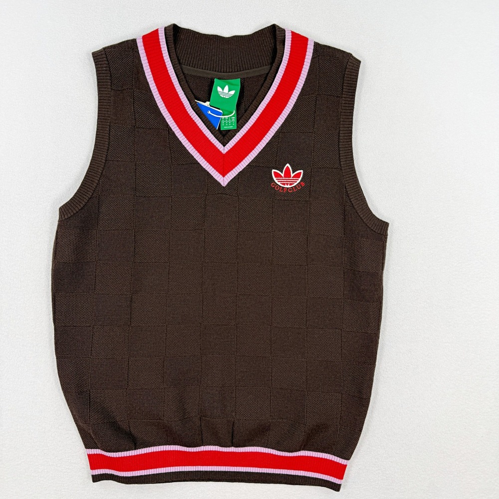 Adidas Knit Sweater Golf Club Size M Mens Dark Brown JW9862, NEW